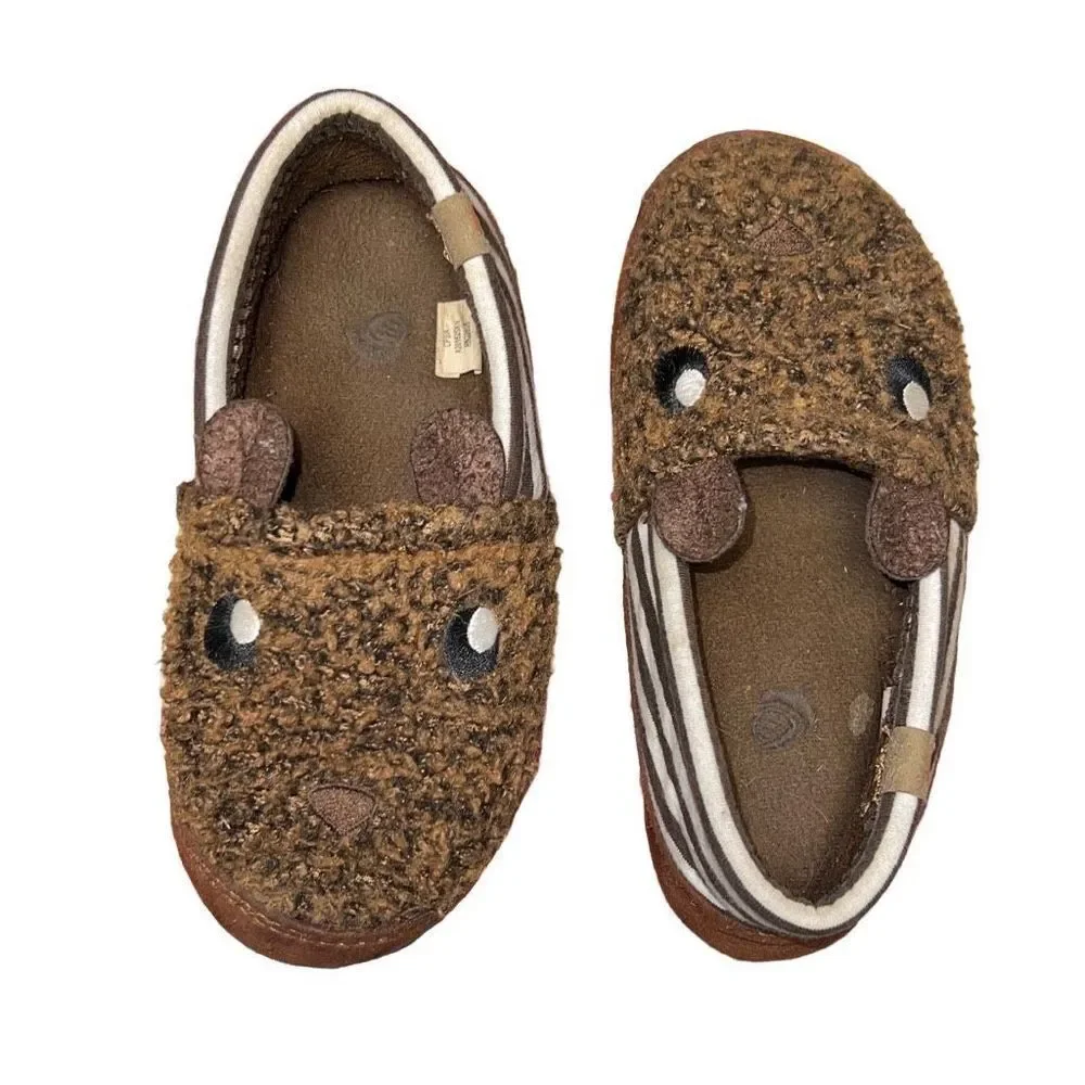 Acorn Kids Critter Novelty Moc Slip On Bear Slippers Fleece Lining size 1-2